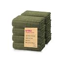 Anko Australia 100% Cotton 700 GSM | Super-Soft, Absorbent, Quick-Drying, Green Ribbed Face Towel Set of 8 | 33 x 33 cm | Travel, Gym, Spa, Salon Towel