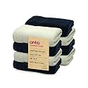 Anko Australia 100% Cotton 700 GSM | Green and Navy Blue Face Towel Set of 8 | 33 x 33 cm | Ultra Soft &amp; Plush, Ultra Absorbent, Quick Dry, Fade-Resistant Face Towels | Travel, Gym