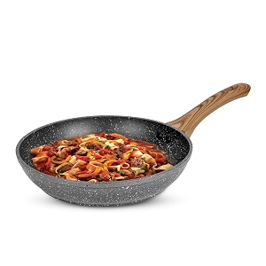 anko australia non-stick aluminium frying pan  35 mm thickness  4 layer non-stick daikin coating  wood-look soft-touch handle  granite omelette egg pan induction amp gas fish fry pan pfoa free 28 cm dia