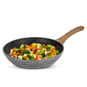anko australia non-stick aluminium frying pan  35 mm thickness  4 layer non-stick daikin coating  wood-look soft-touch handle  granite omelette egg pan induction amp gas fish fry pan pfoa free 32 cm dia