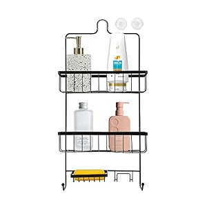 anko bathroom organizer3-layer bathroom shelf for wallrust-proof hanging shower caddybathroom shelf organizer  black  24 inches h iron with powder coating and polypropylene pp