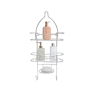 anko chrome plated bathroom organizer hanging organizer  3-layer bathroom shelf  rust-proof hanging shower caddy  shampoo amp soap holder for bathroom  bathroom rack  silver  24 inches h