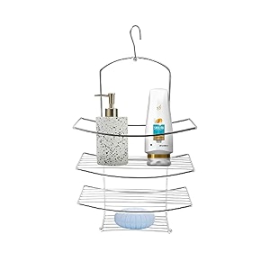 anko chrome plated bathroom organizer hanging organizer  4-layer bathroom shelf  rust-proof hanging shower caddy  shampoo amp soap holder for bathroom  bathroom rack  silver  19 inches h