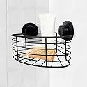 Anko Corner Shelf | Bathroom Organizer | Suction Corner Shower Rack | Rust-Proof &amp; Moisture Resistant Shelf | Shampoo &amp; Soap Holder Corner Shelf | Bathroom Shelf Organizer | Black | 5.3 Inches (H)
