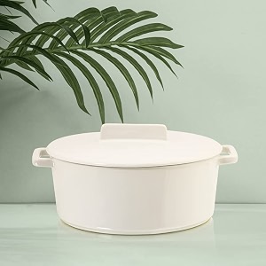 anko fresh casserole for roti dosa idli  chapati server non-stick pot with lid  for warm amp fresh food  microwave amp dishwasher safe  easy to clean  round whiteceramic3 litre