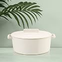 Anko Fresh Casserole for Roti, Dosa, Idli | Chapati Server non-stick Pot with Lid | For warm & fresh food | Microwave & Dishwasher safe | Easy to Clean | Round, White,Ceramic,3 litre