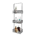 Anko Iron Bathroom Organizer | 3-Layer Bathroom Shelf for Floor | Rust-Proof Floor Shower Caddy | Shampoo &amp; Soap Holder For Bathroom | Black | 80 Cm (H) x 26 Cm (W) x 17 Cm (D) (1 Pc)