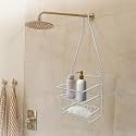 Anko Iron Mini Bathroom Hanging Organizer | 2-Layer Bathroom Shelf for Wall &amp; Shower | Rust-Proof Shower Caddy | Bathroom Accessories | Shampoo &amp; Soap Holder For Bathroom | White | 16x10.5x45.5cm