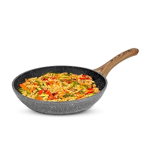 anko non-stick aluminium frying pan  35 mm thickness  4 layer non-stick daikin coating  wood-look soft-touch handle  granite omelette egg pan induction amp gas fish fry pan pfoa free 24 cm dia