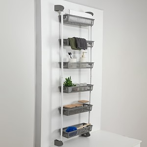 anko over the door basket organiser 6-tier plastic basket hanging storage unit door shelf for kitchen bathroom wardrobe 6 -tier mesh basket hanging shelves storage unit over door pantry