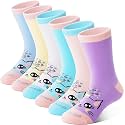 Anlisim Girls Cotton Socks, Cute Cartoon Novelty Fashion Socks, 6 Pairs