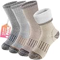 Anlisim Merino Wool Hiking Socks for Kids Teens, Full Cushioning, 4 Pairs