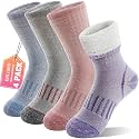 Anlisim Merino Wool Hiking Socks for Kids Teens, Full Cushioning, 4 Pairs