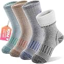 Anlisim Merino Wool Hiking Socks for Kids Teens, Full Cushioning, 4 Pairs