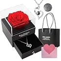 ANLUNOB Preserved Red Rose Necklace with Heart I Love You in 100 Languages – Eternal Rose Romantic Gift for Women, Girlfriend, Wife, Mom – Anniversary, Birthday, Valentine’s, Mother’s Day, Christmas
