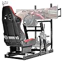 Anman Ultra-Sturdy Racing Simulator Cockpit with Triple Monitor Stand&Bluetooth Speakers Seat Fit for Logitech G29 G923, for Thrustmaster T248, for Fanatec, Electronic Device Not Included