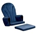 ANMINY 5pcs Glider Rocker Replacement Cushions Set with Ottoman Cushion, 3.5Inch Thickened Velvet Glider Rocking Chair Cushions with 29 inch High Backrest & Side Pockets for Indoor Nursery, Blue