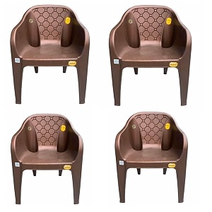 anmol divine safari set of 4 brown fully comfort chair plastic outdoor chair brown pre-assembled