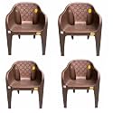 ANMOL Divine Safari Set of 4 Brown Fully Comfort Chair Plastic Outdoor Chair (Brown, Pre-Assembled)