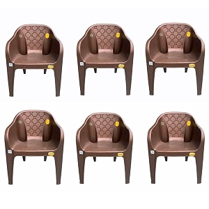 anmol divine safari set of 6 brown fully comfort chair plastic outdoor chair brown pre-assembled