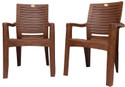 Anmol Moulded Fortuner High Back Chair with Heavy Structure Build Chair for Home, Garden, Office, Outdoor Brown (Set of 2) Plastic Outdoor Chair 3 Years Warranty Weight Bearing Capacity 200 kgs Plastic Outdoor Chair Plastic O