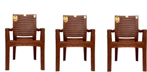 anmol moulded jaguar high back chair strong structure build chair for home garden office outdoor set of 3 brown plastic outdoor chair brown 3 years warranty weight bearing capacity 200 kgs plastic outdoor chair