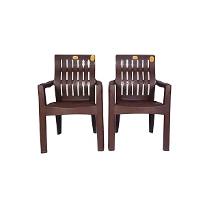 anmol plastic moulded orthopaedic kelvin chair with fully comfort weight bearing capacity 200kg set of 2 brown
