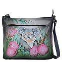 Anna by Anuschka Hand Painted Women’s Genuine Leather Medium Crossbody Handbag,