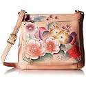Anna by Anuschka Hand Painted Women’s Genuine Leather Medium Crossbody Handbag,