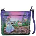 Anna by Anuschka Hand Painted Women’s Genuine Leather Medium Crossbody Handbag,
