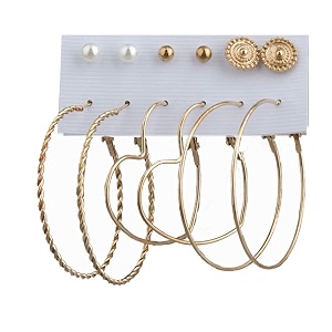 anna creations latest stylish golden combo of resin tassel pearl stud hoop earrings set for women girls