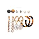 ANNA CREATIONS Latest Stylish Golden combo of Resin Tassel pearl stud hoop earrings set for Women Girls