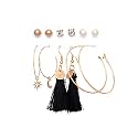 ANNA CREATIONS Latest Stylish Golden combo of Resin Tassel pearl stud hoop earrings set for Women Girls