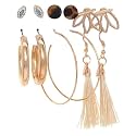 ANNA CREATIONS Latest Stylish Golden combo of Resin Tassel pearl stud hoop earrings set for Women Girls
