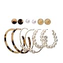 ANNA CREATIONS Latest Stylish Golden combo of Resin Tassel pearl stud hoop earrings set for Women Girls