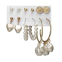 ANNA CREATIONS Latest Stylish Golden combo of Resin Tassel pearl stud hoop earrings set for Women Girls