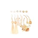 ANNA CREATIONS Latest Stylish Golden combo of Resin Tassel pearl stud hoop earrings set for Women Girls