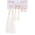 ANNA CREATIONS Latest Stylish Golden combo of Resin Tassel pearl stud hoop earrings set for Women Girls
