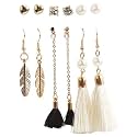 ANNA CREATIONS Latest Stylish Golden combo of Resin Tassel pearl stud hoop earrings set for Women Girls