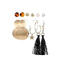 ANNA CREATIONS Latest Stylish Golden combo of Resin Tassel pearl stud hoop earrings set for Women Girls