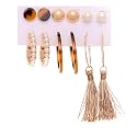 ANNA CREATIONS Latest Stylish Golden combo of Resin Tassel pearl stud hoop earrings set for Women Girls
