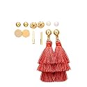 ANNA CREATIONS Latest Stylish Golden combo of Resin Tassel pearl stud hoop earrings set for Women Girls