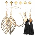 ANNA CREATIONS Latest Stylish Golden combo of Resin Tassel pearl stud hoop earrings set for Women Girls