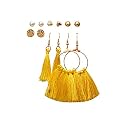 ANNA CREATIONS Latest Stylish Golden combo of Resin Tassel pearl stud hoop earrings set for Women Girls