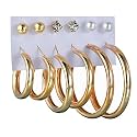 ANNA CREATIONS Latest Stylish Golden combo of Resin Tassel pearl stud hoop earrings set for Women Girls