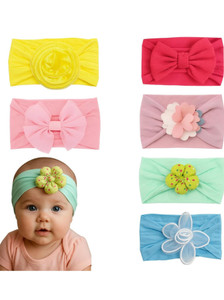 anna stella baby girl colorful headbands set 6pcs soft elastic headbands with bows  flowers head band multicolor