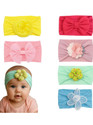 Anna Stella Baby Girl Colorful Headbands Set 6Pcs Soft Elastic headbands with Bows & Flowers Head Band (Multicolor)
