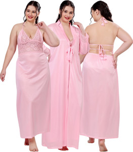 anna textiles pack of 2 women nighty pink