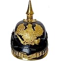 AnNafi German Pickelhaube Spike Helmet, Leather Pickelhaube Imperial Prussian Helmet, Brass Military Officer Men’s Costume, WWI & WWII Helmets Replica LARP Re-Enactment Party Cosplay Costumes