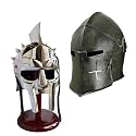 AnNafi Gladiator Maximus Arena Helmet - Medieval Men's Full Size + Barbuta Knight Templar Crusader Helmet